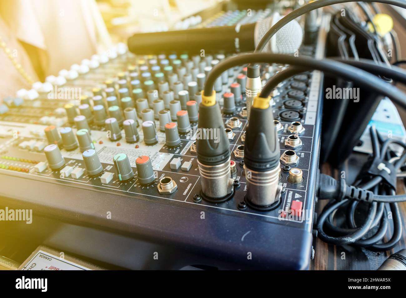 Electronic sound music control panel with jack line various part of