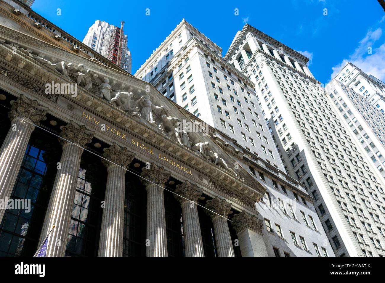 New York Stock Exchange building facade and exterior. - New York, USA, 2022 Stock Photo