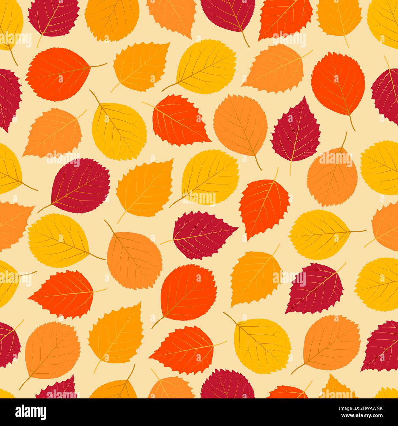 Elegant trendy ditsy vector floral seamless pattern design of autumn color aspen leaves. Repeat texture foliate background for printing and textile Stock Vector