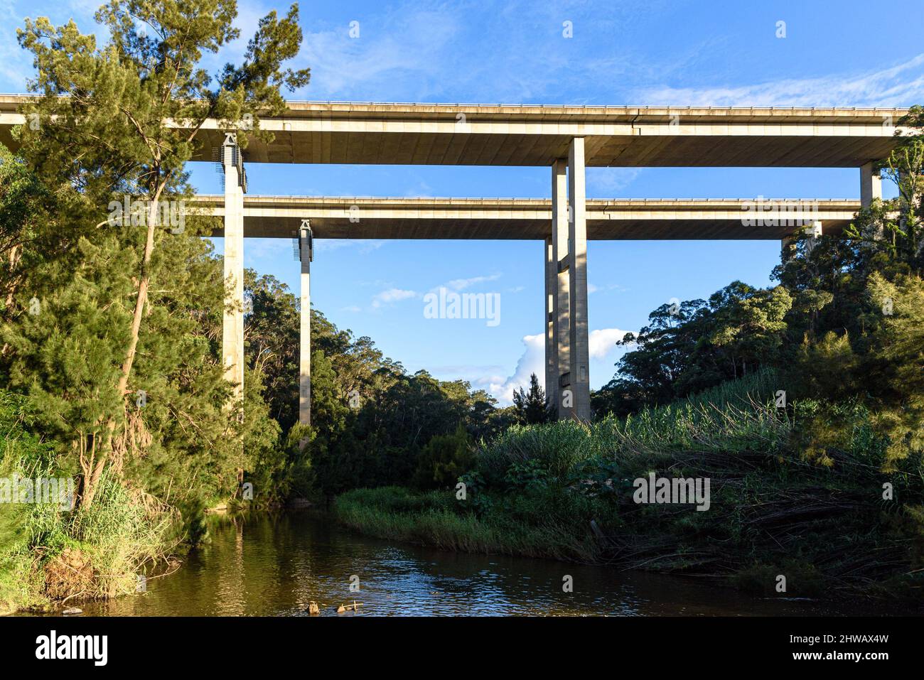 The M31 Hume Highway Douglas Park Bridge passing over the Nepean River in New South Wales Stock Photo