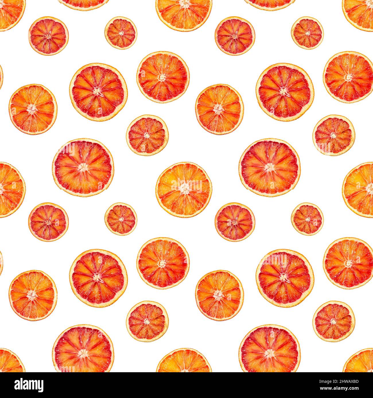Seamless pattern with red blood orange isolated on white background. Stock Photo