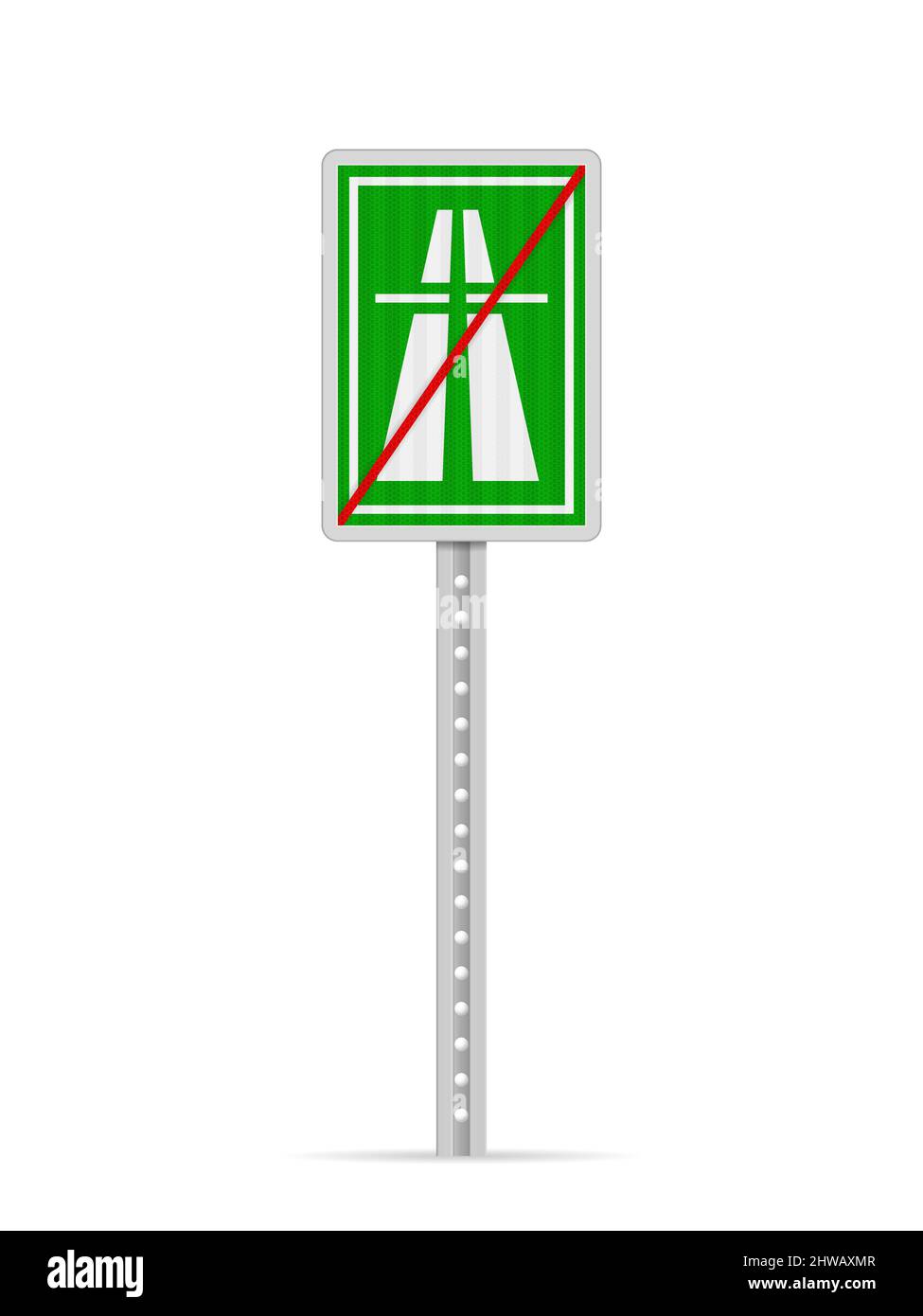 End of highway road sign on a white background. Vector illustration