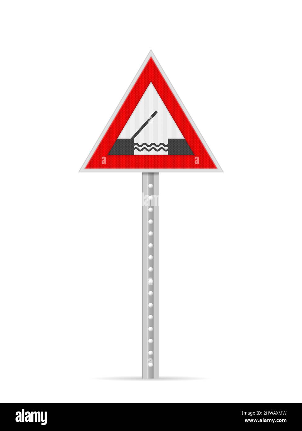 Drawbridge road sign on a white background. Vector illustration Stock
