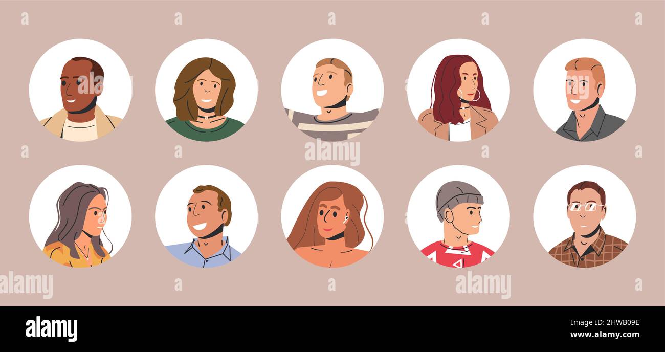 Different People Avatars. Set of User Portraits Stock Vector Image ...