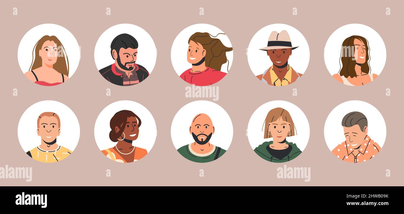 Different People Avatars. Set of User Portraits Stock Vector Image ...