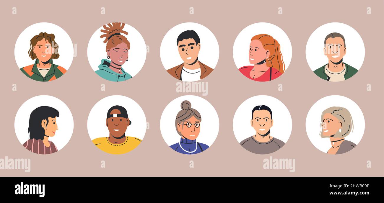 Different People Avatars. Set of User Portraits Stock Vector Image ...