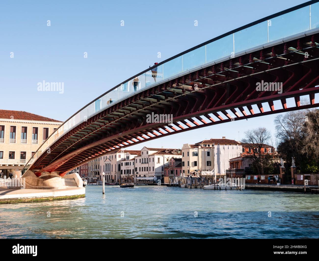 Venice, Italy - January 7 2022: Ponte della Costituzione or Constitution Bridge ove the Grand Canal designed by Santiago Calatrava. Stock Photo