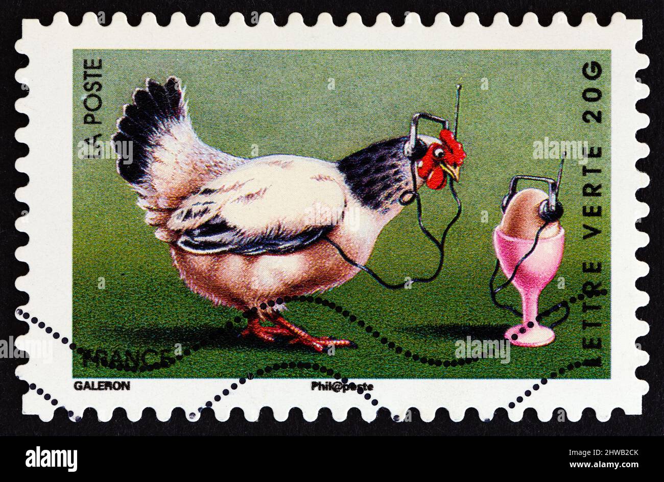 FRANCE - CIRCA 2014: A stamp printed in France from the 'Holiday' issue shows chicken, circa 2014. Stock Photo