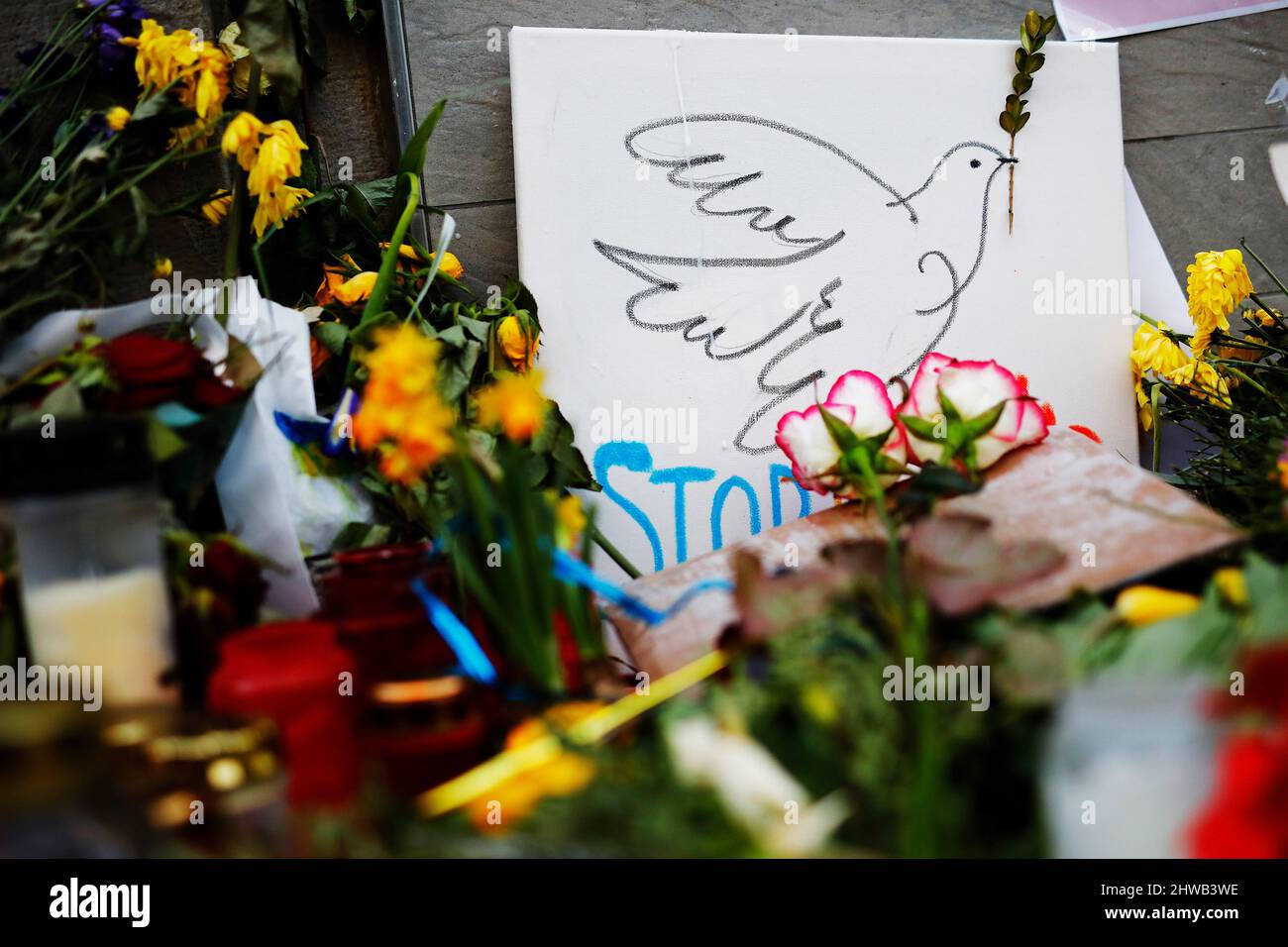 Berlin, Germany. 05th Mar, 2022. In front of the Embassy of Ukraine