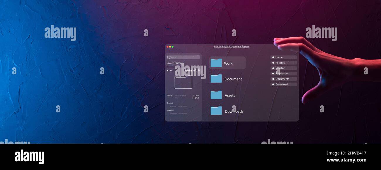 Document management concept. Virtual screen icons Document Management ...