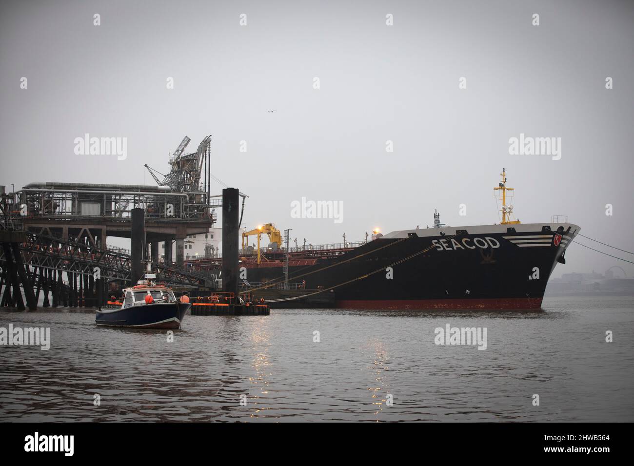 The German flagged tanker Seacod, berthed at the Tranmere Oil Terminal