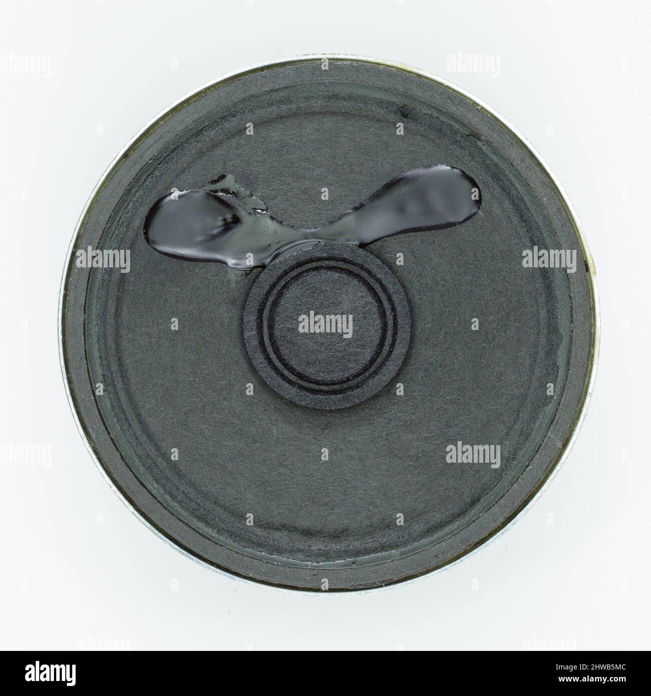 close up detail image of the working part of a speaker cone Stock Photo