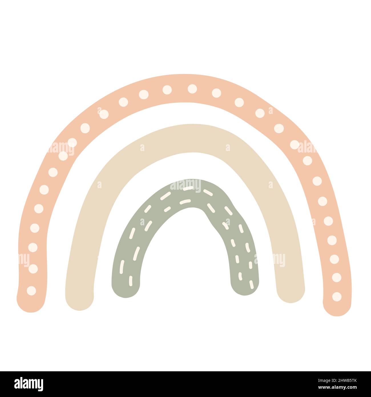 Rainbow Element Hand Drawn Cute Illustration Pastel Color Stock Vector