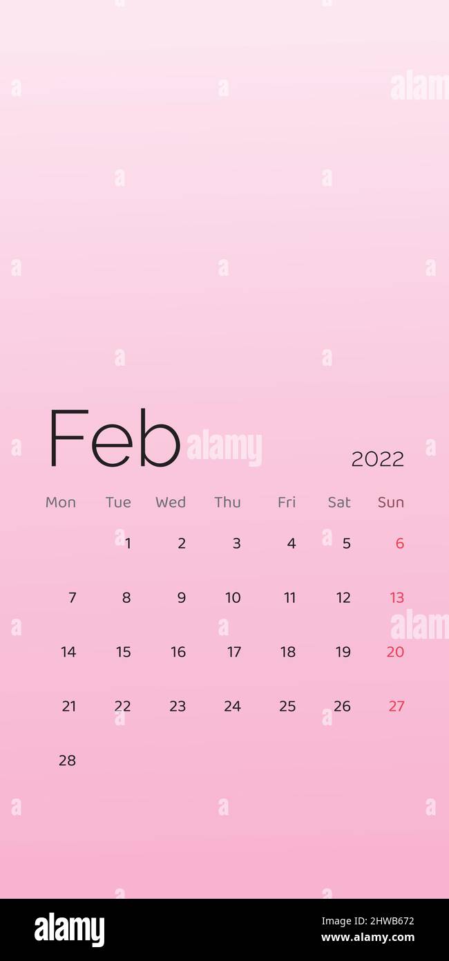 February 2022 calendar planner set for template corporate design week start on Monday. Vector Stock Vector