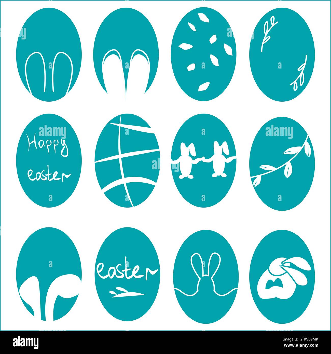 Set of easter eggs flat design on white background Stock Vector Image ...