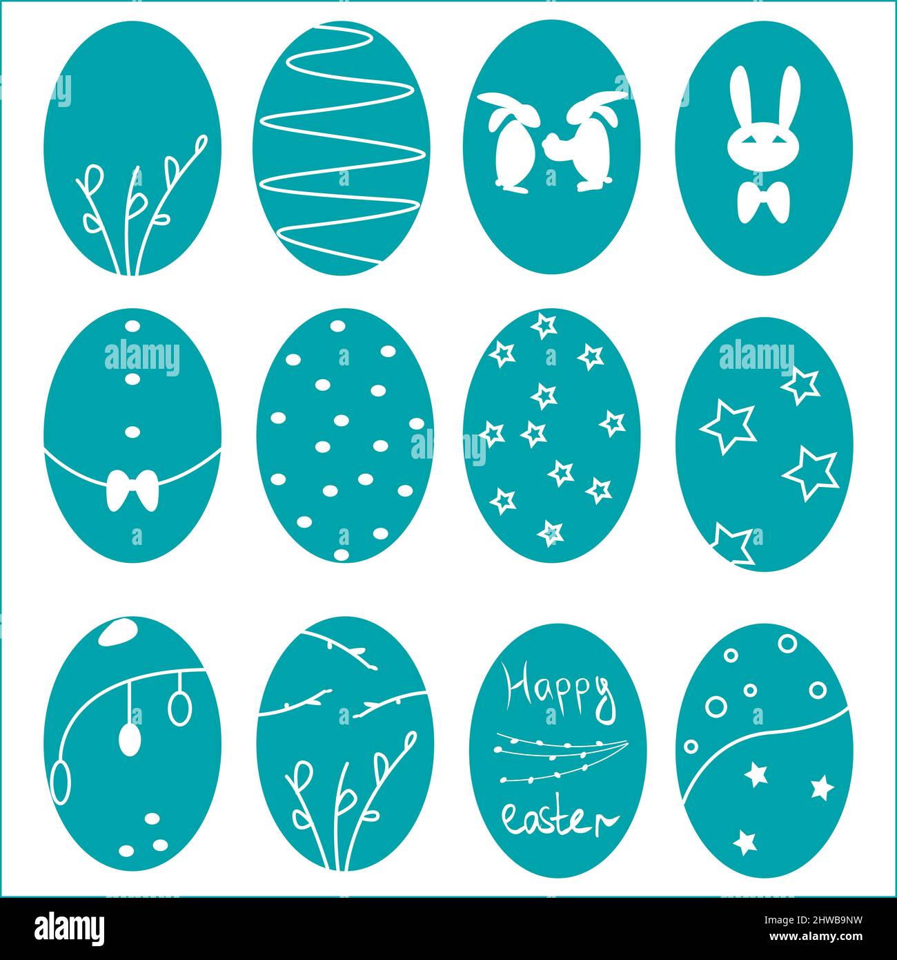 Set of easter eggs flat design on white background Stock Vector Image ...
