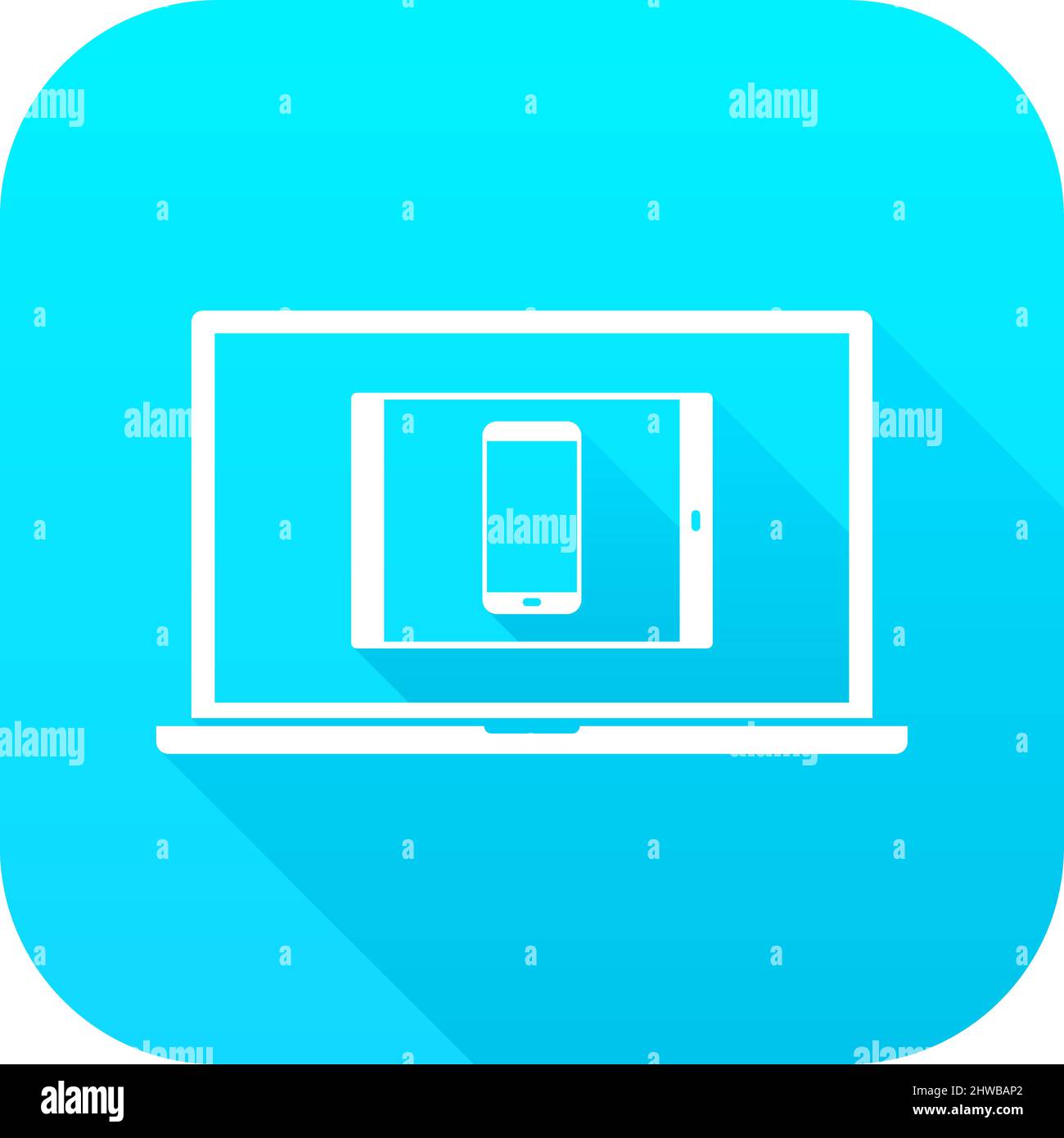 Laptop, Tablet & Phone Responsive Long Shadow Icon Stock Vector