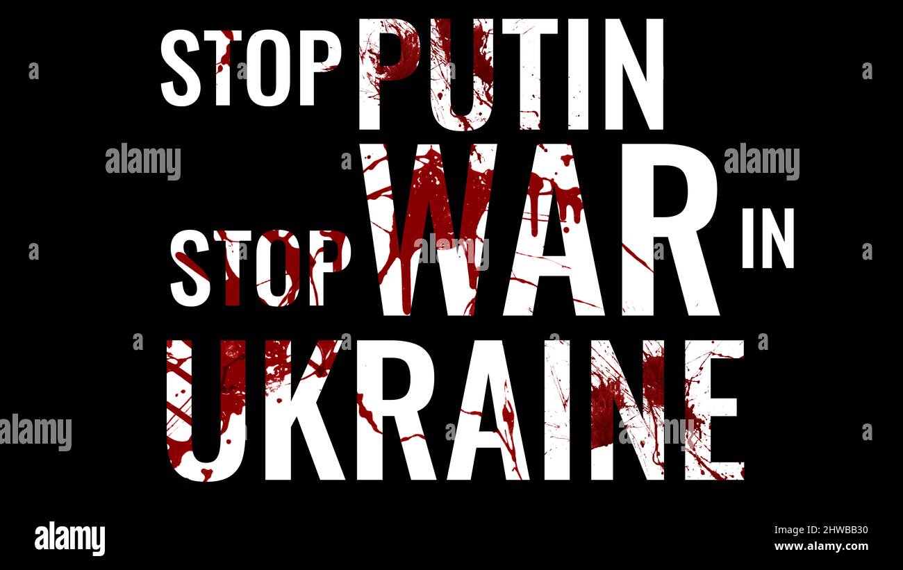 Stop war in Ukraine. Concept. Black background. Stock Photo