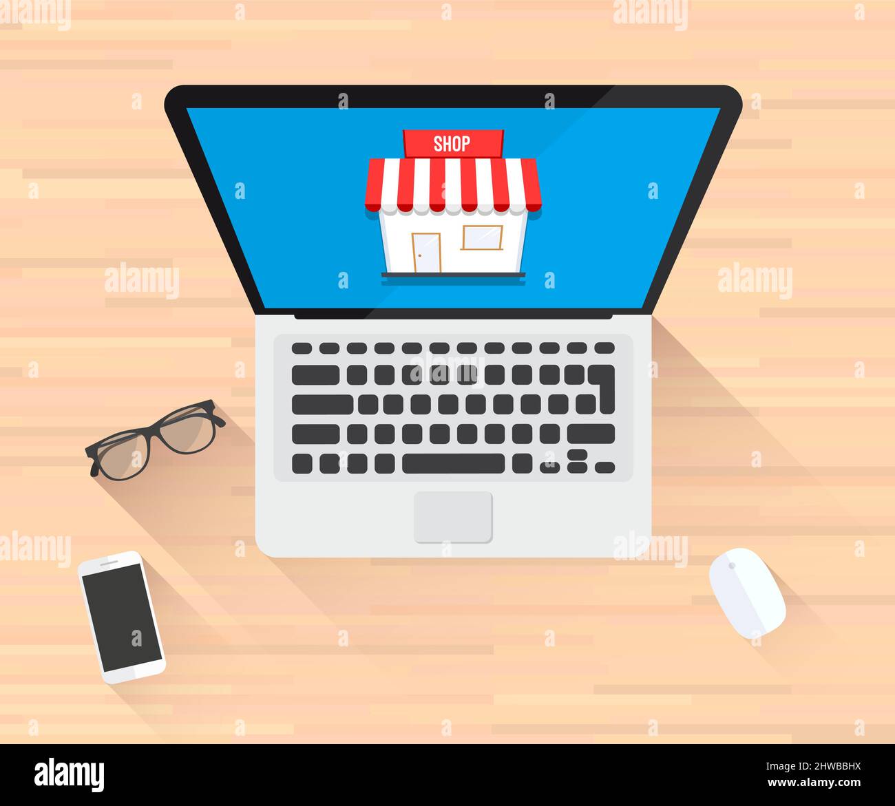 Shop Icon Laptop Illustration Stock Vector Image & Art - Alamy