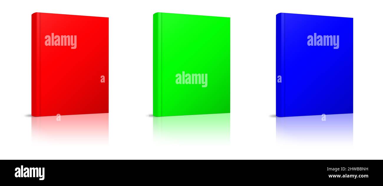 Blank book mockup RGB with shadow isolated on white. Illustration 3D ...