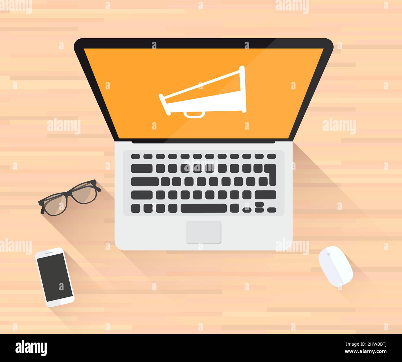 Megaphone Icon Laptop Illustration Stock Vector Image & Art - Alamy