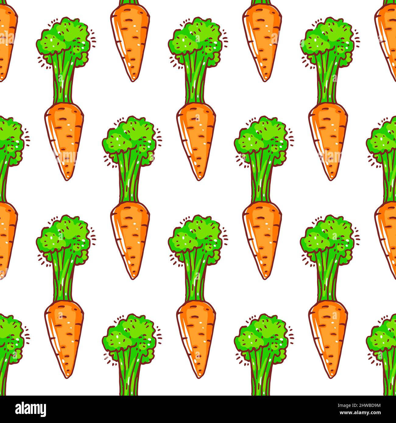 Beautiful seamless background with cute carrots Stock Vector