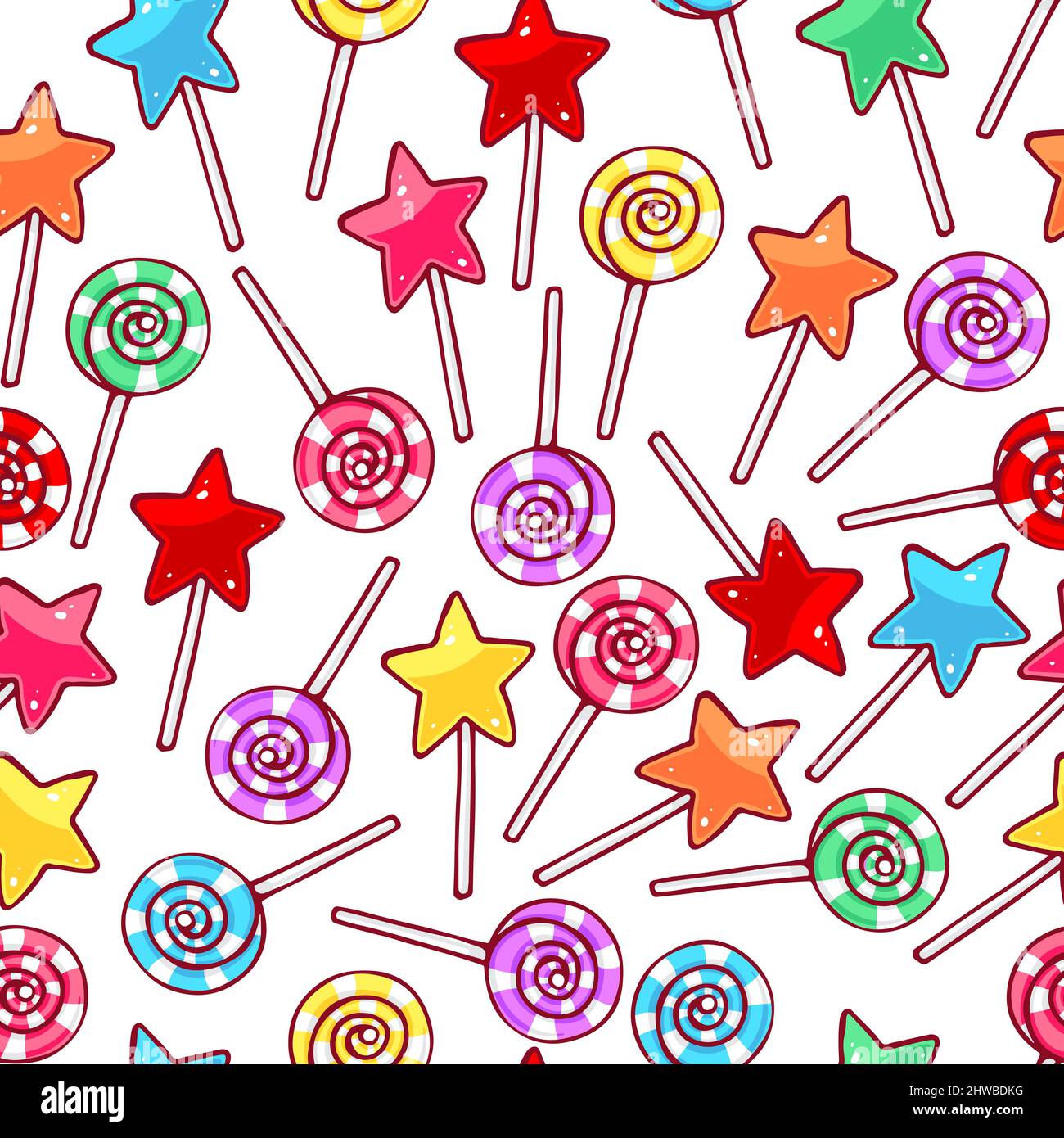 Cute seamless pattern with multi-colored lollipops. hand-drawn illustration Stock Vector