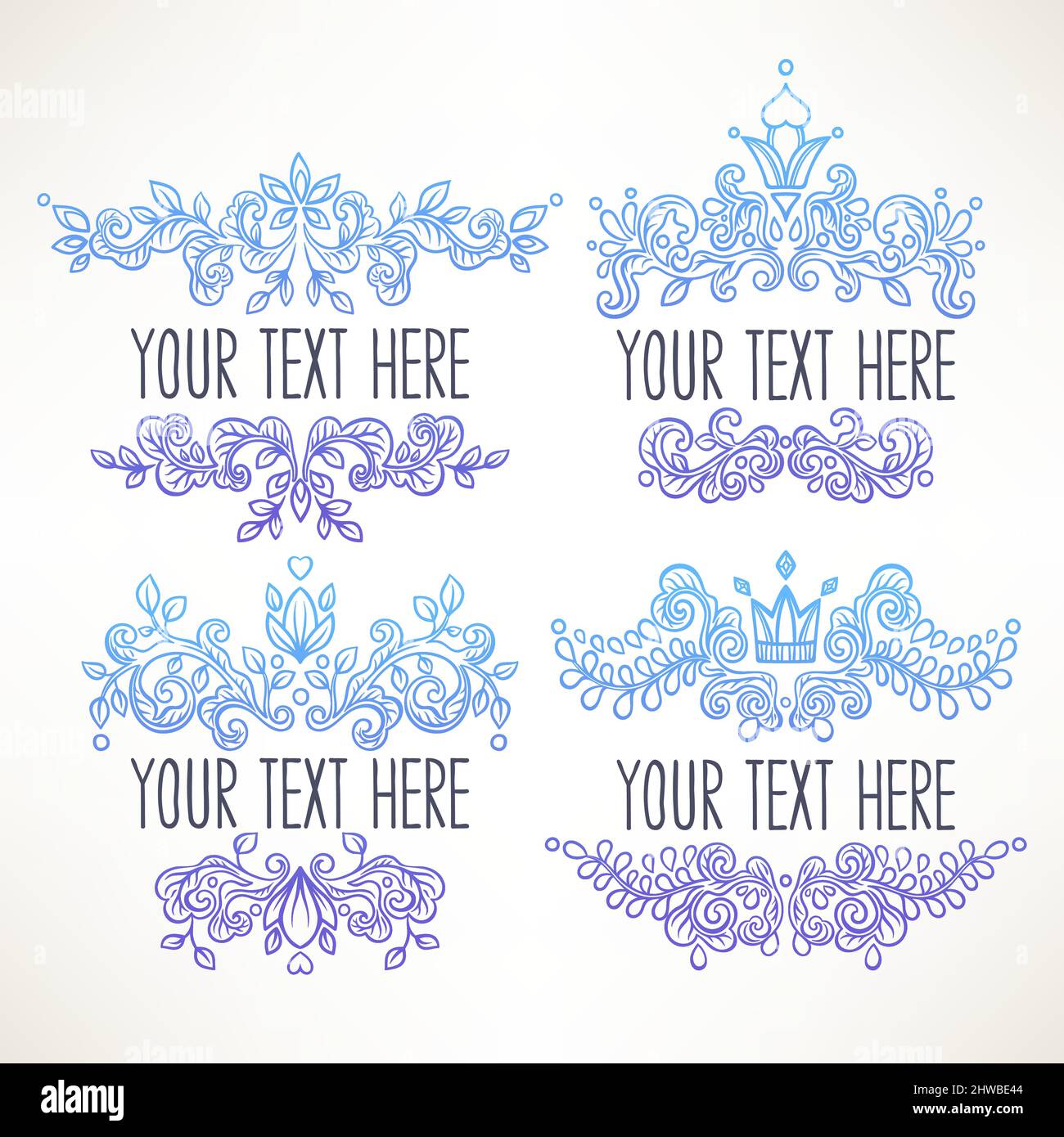 set of four beautiful floral frames Stock Vector
