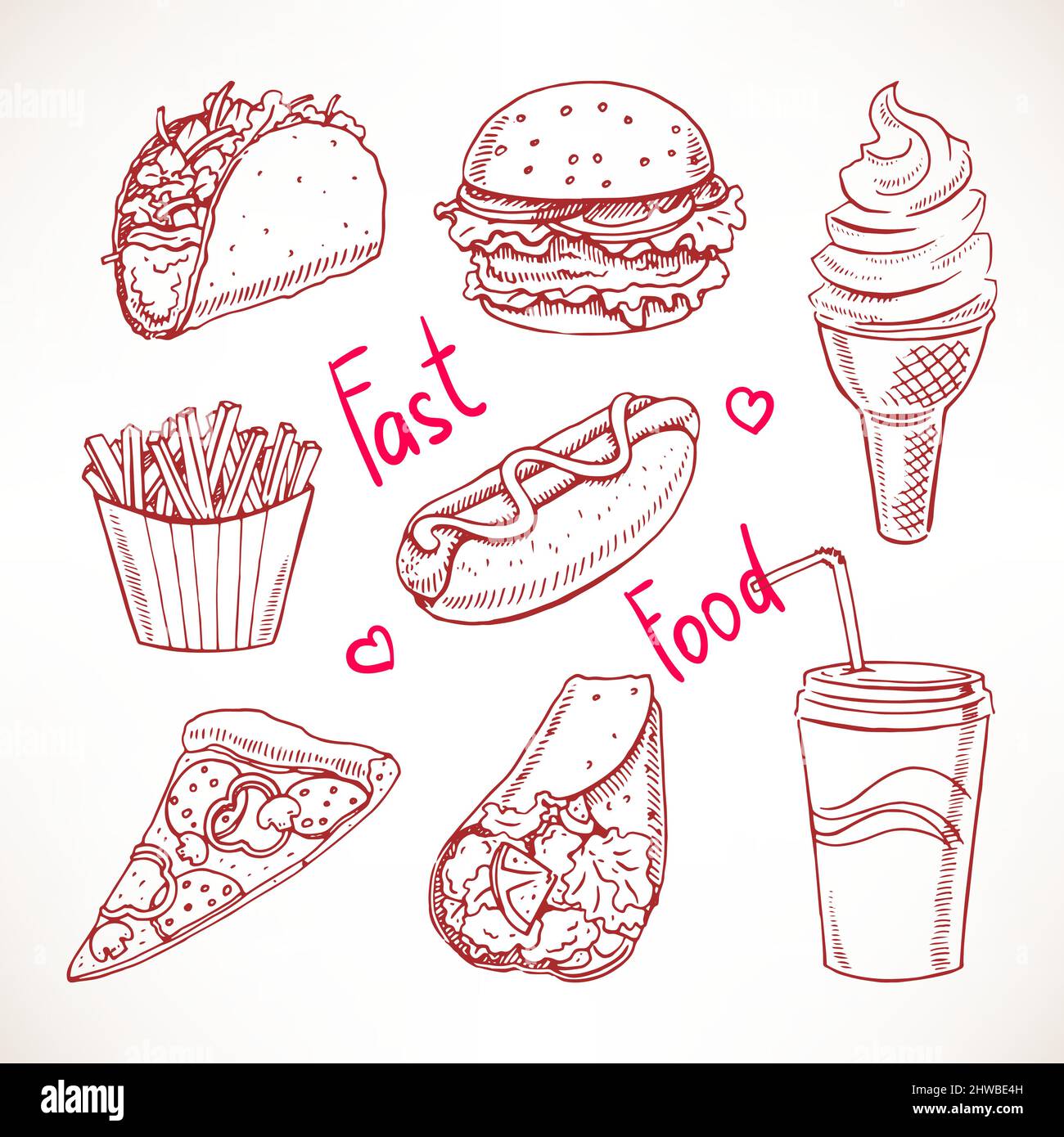 Fast food set Stock Vector by ©OMW 48661133