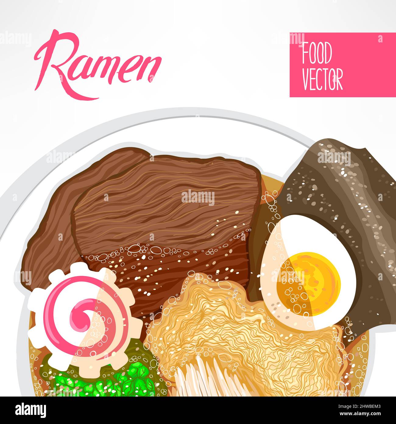 background of dish with prepared ramen and place for text Stock Vector