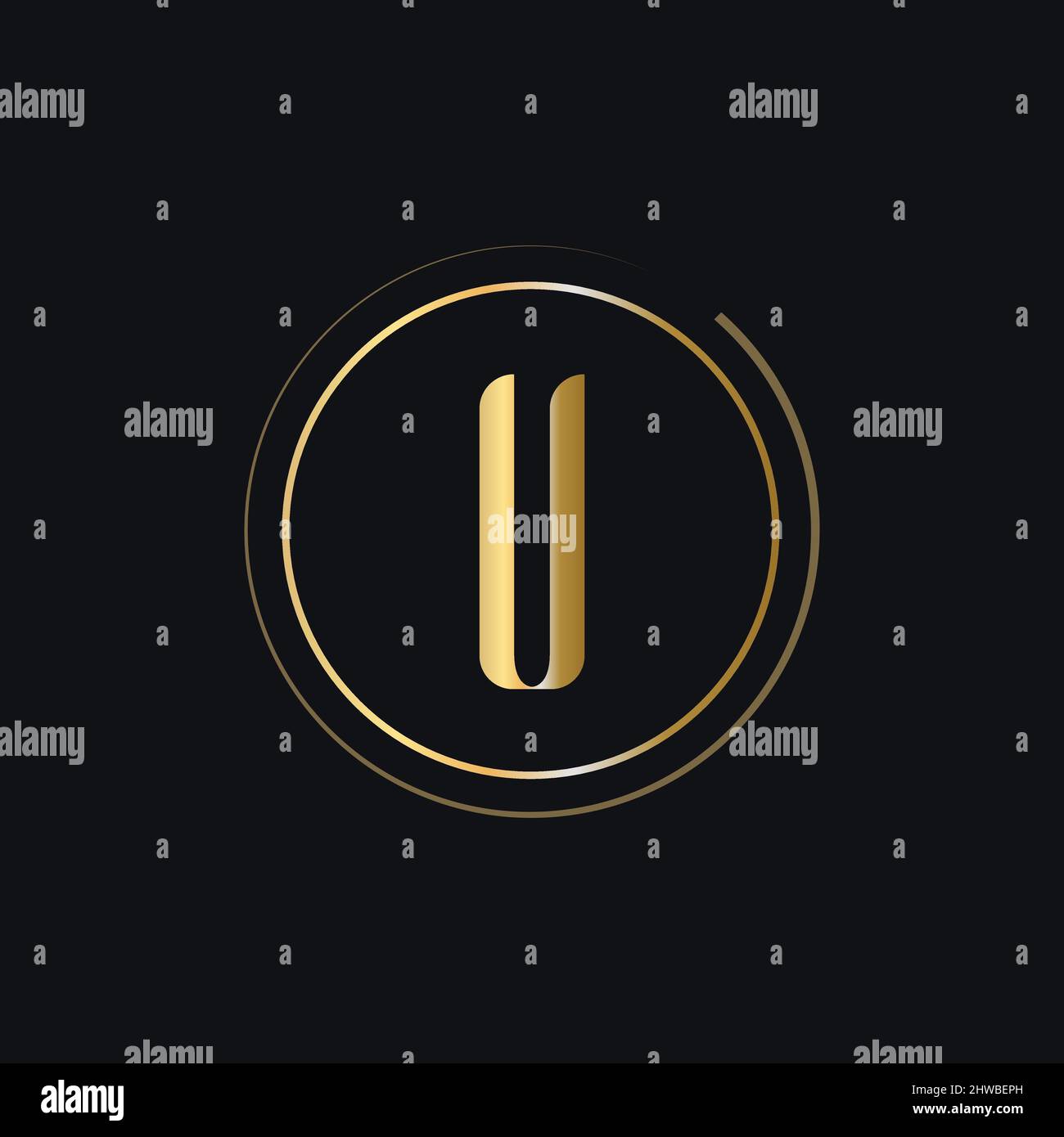 Initial U Letter Logo With Gold Color Luxury Concept. U Logo Design ...