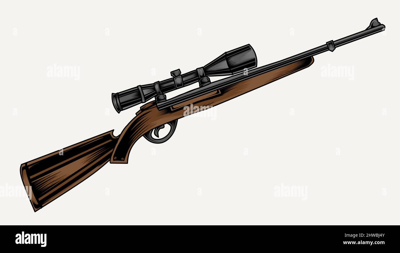illustration vector vintage sniper guns Stock Vector