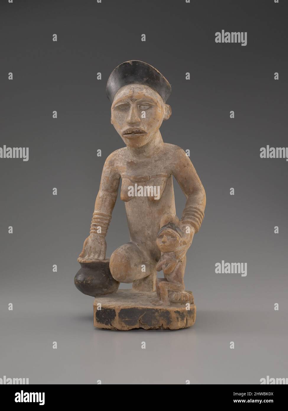 Ancestral Shrine Figure.  Artist: Master of the Kneeling Female Figure with Vessel, Yombe, active 19th–early 20th century Stock Photo