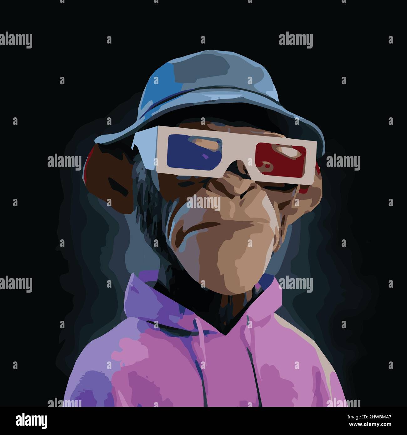3D bored ape character NFT. Prime ape swag monkey portrait