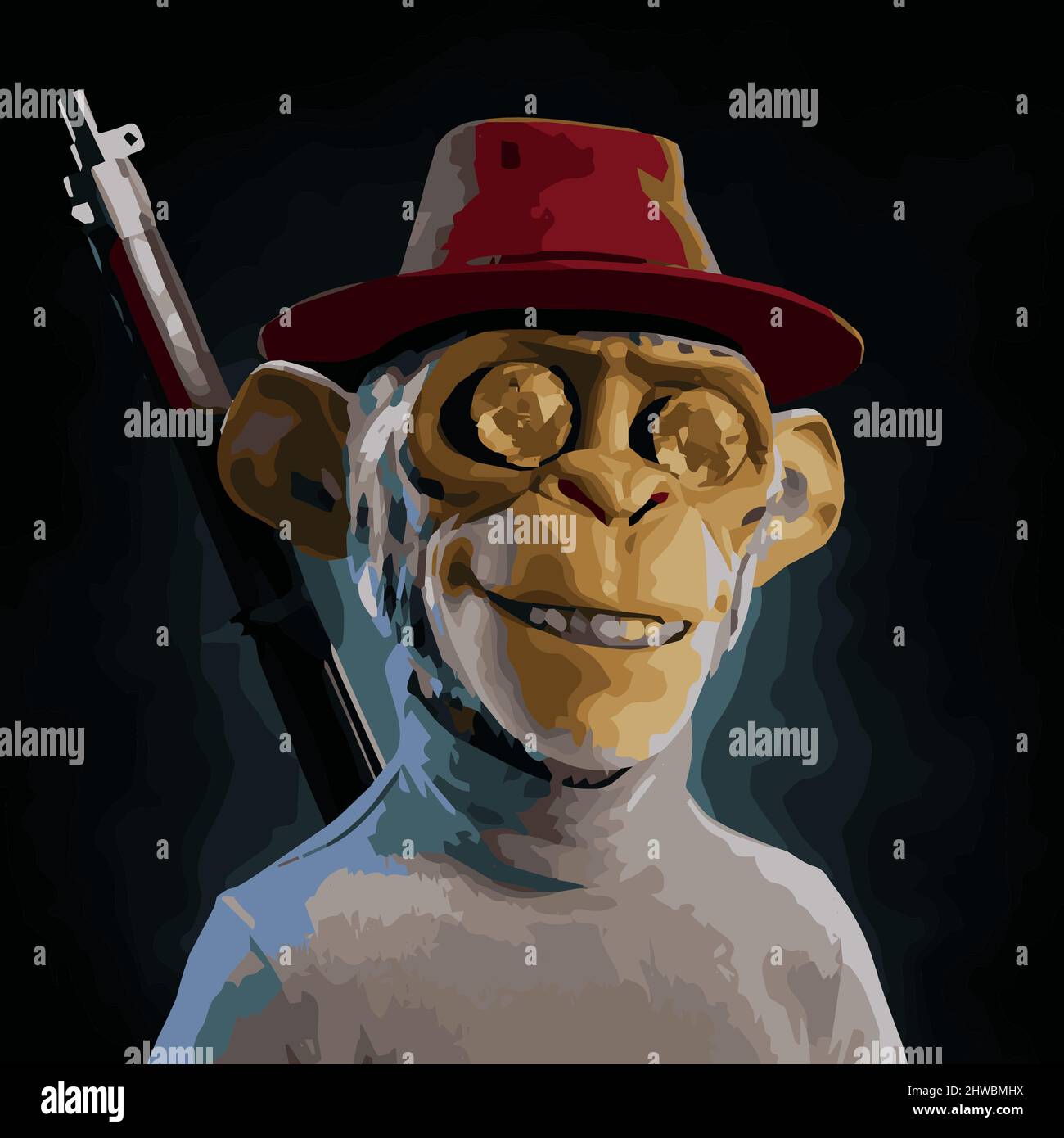 3D bored ape character NFT. Prime ape swag monkey portrait