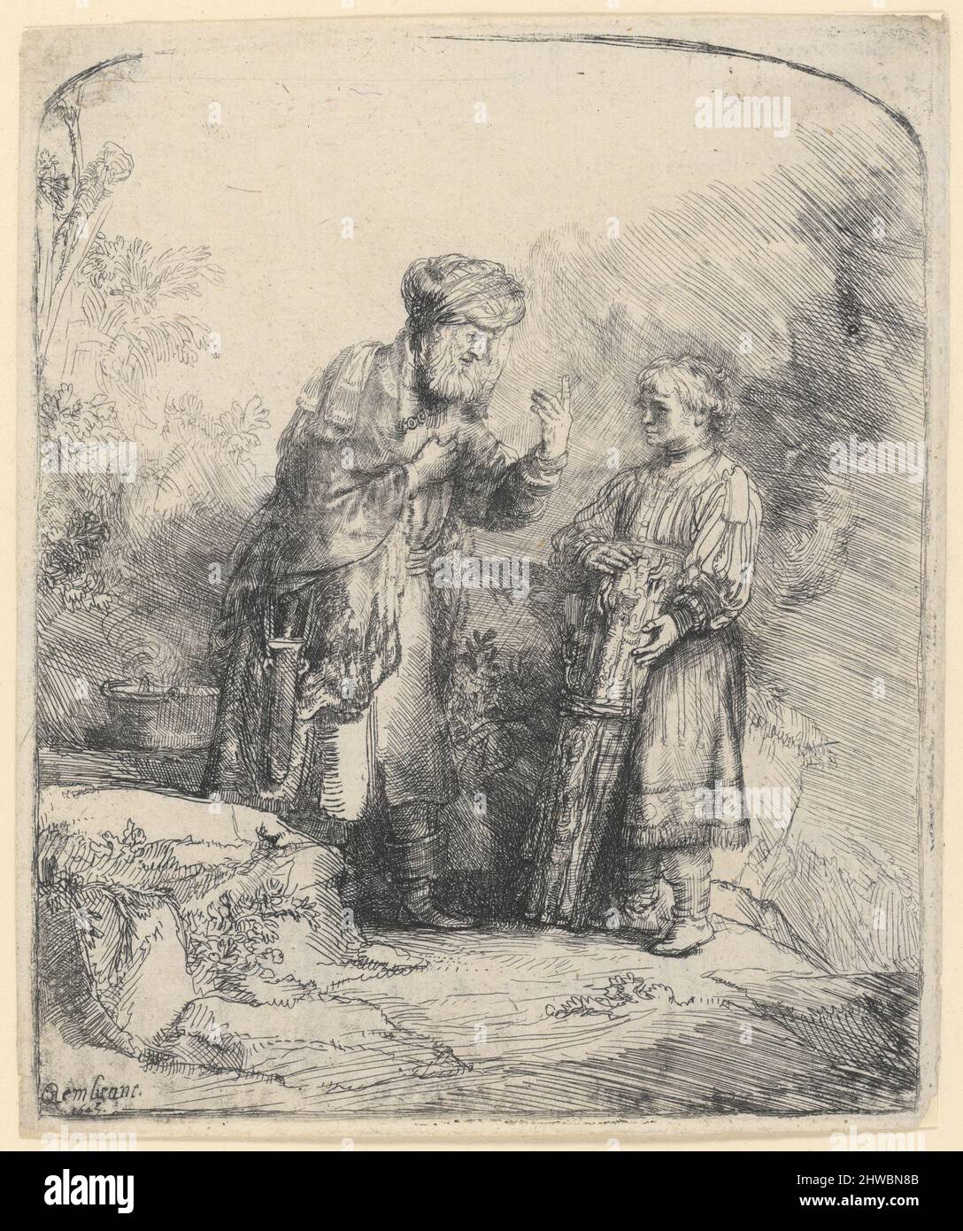 Abraham and Isaac. Artist Rembrandt (Rembrandt van Rijn), Dutch, 1606