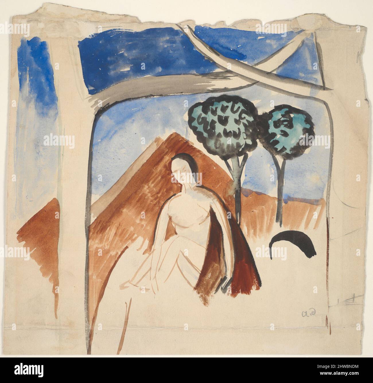 Woman and Mountain. Artist: André Derain, French, 1880–1954 Stock Photo ...