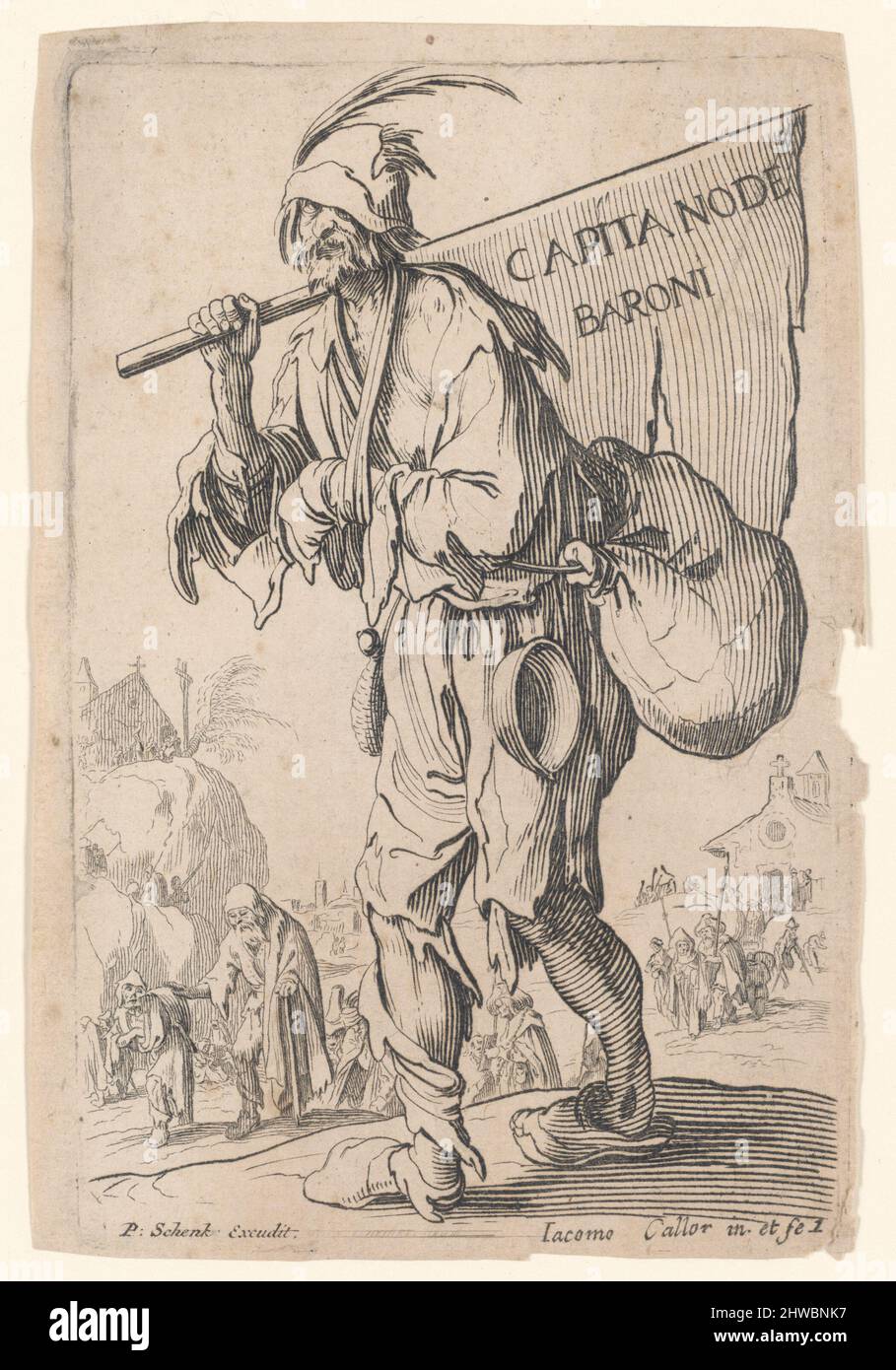 Frontispiece, from les Gueux [reversed].  Artist: Pieter Schenck I, Dutch, 1661–1711After: Jacques Callot, French, 1592–1635 Stock Photo