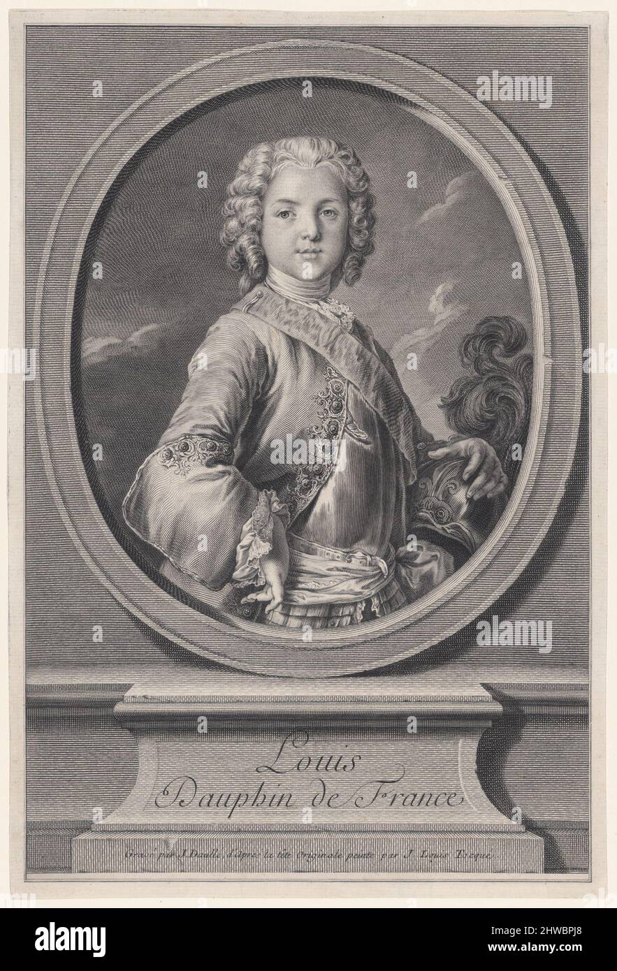 Louis, Dauphin of France (1682-1712), Son of Louis XV.  Artist: Jean Daullé, French, 1707–1763After: Jean Louis Tocqué, French, 1696–1772 Stock Photo