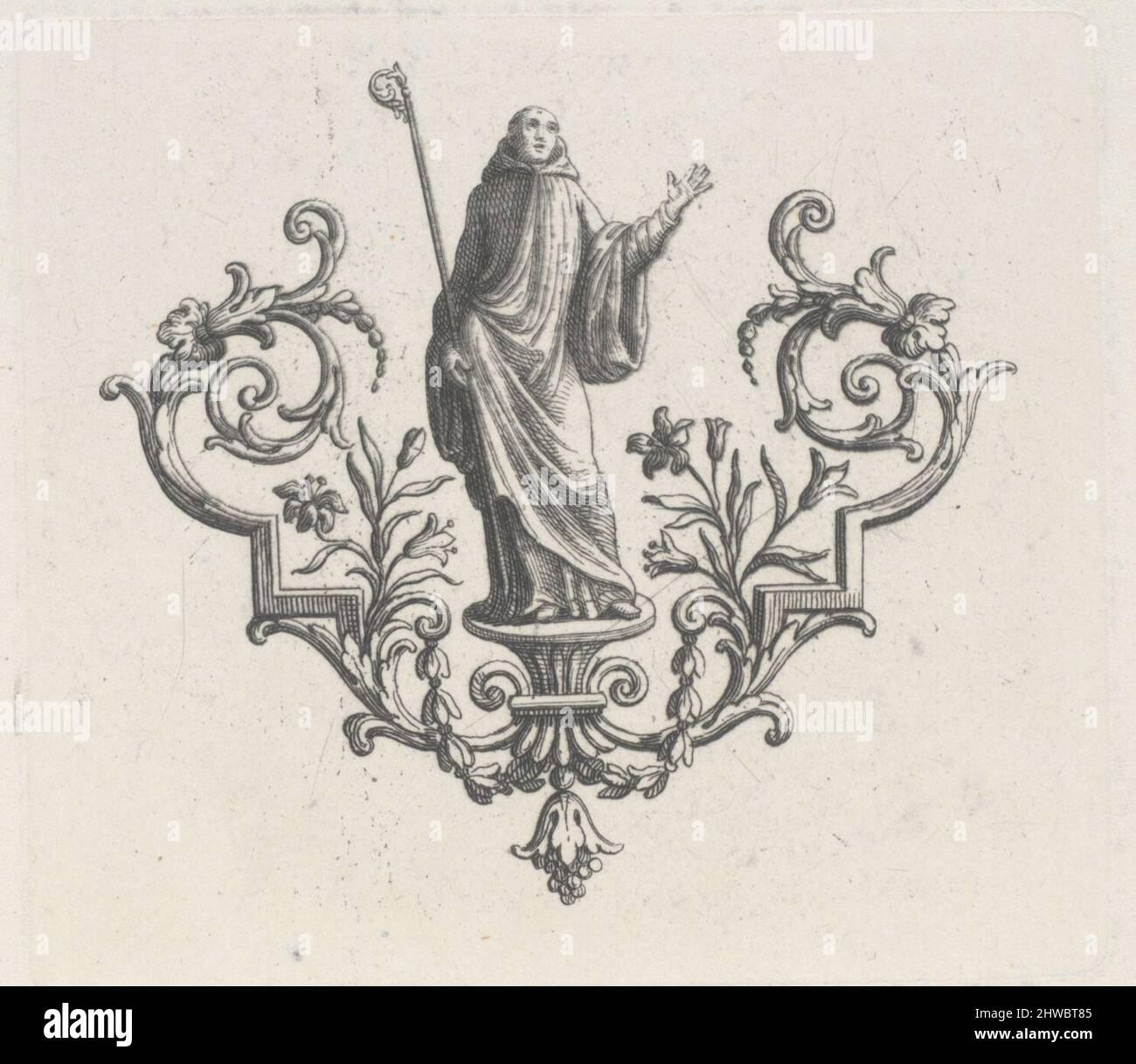 Robed Monk on Decorative Pedestal. Artist: Unknown Stock Photo - Alamy