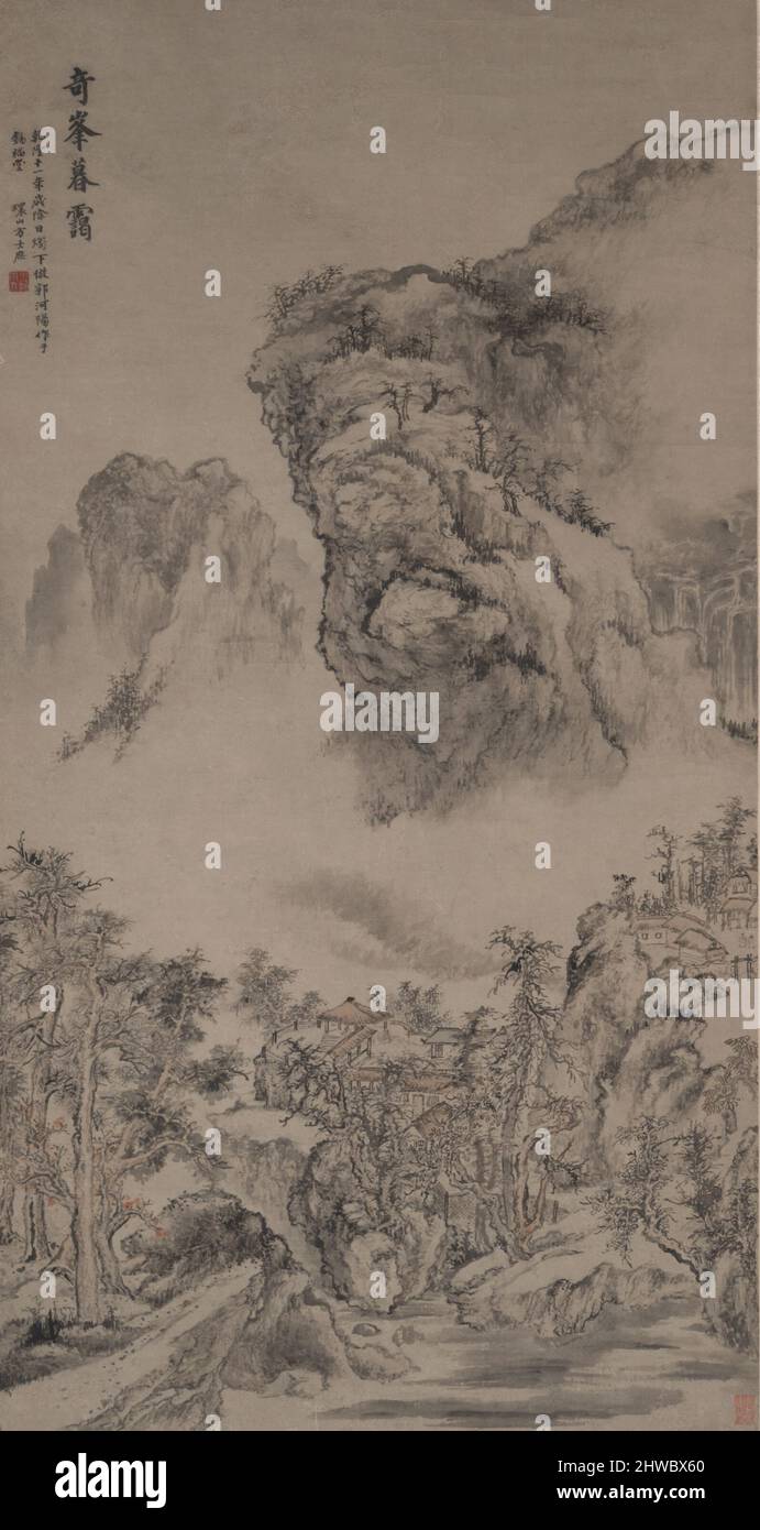 Evening Mist on Strange Peaks in the style of Guo Xi.  Artist: Fang Shishu, Chinese, 1692–1751 Stock Photo