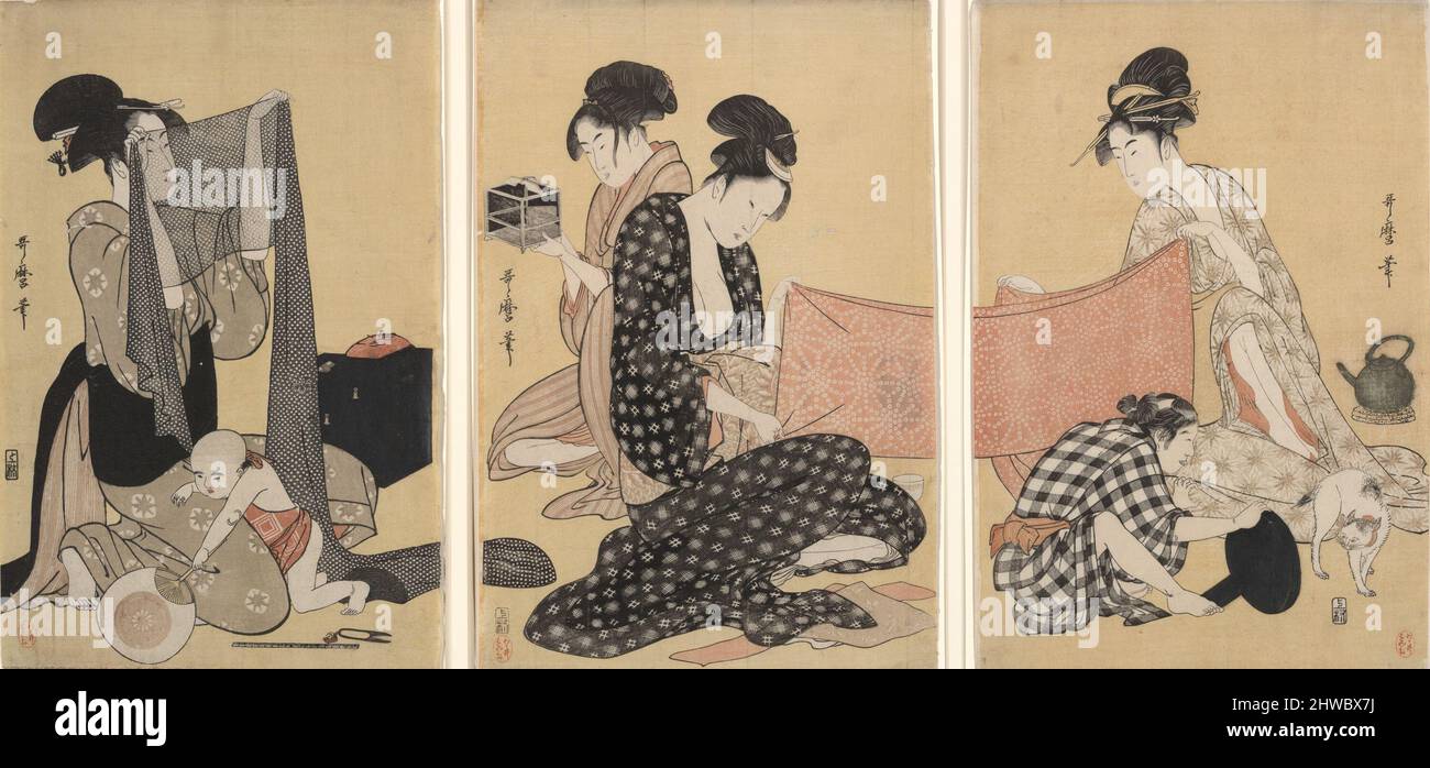 Needlework.  Artist: Kitagawa Utamaro, Japanese, 1753–1806 Stock Photo