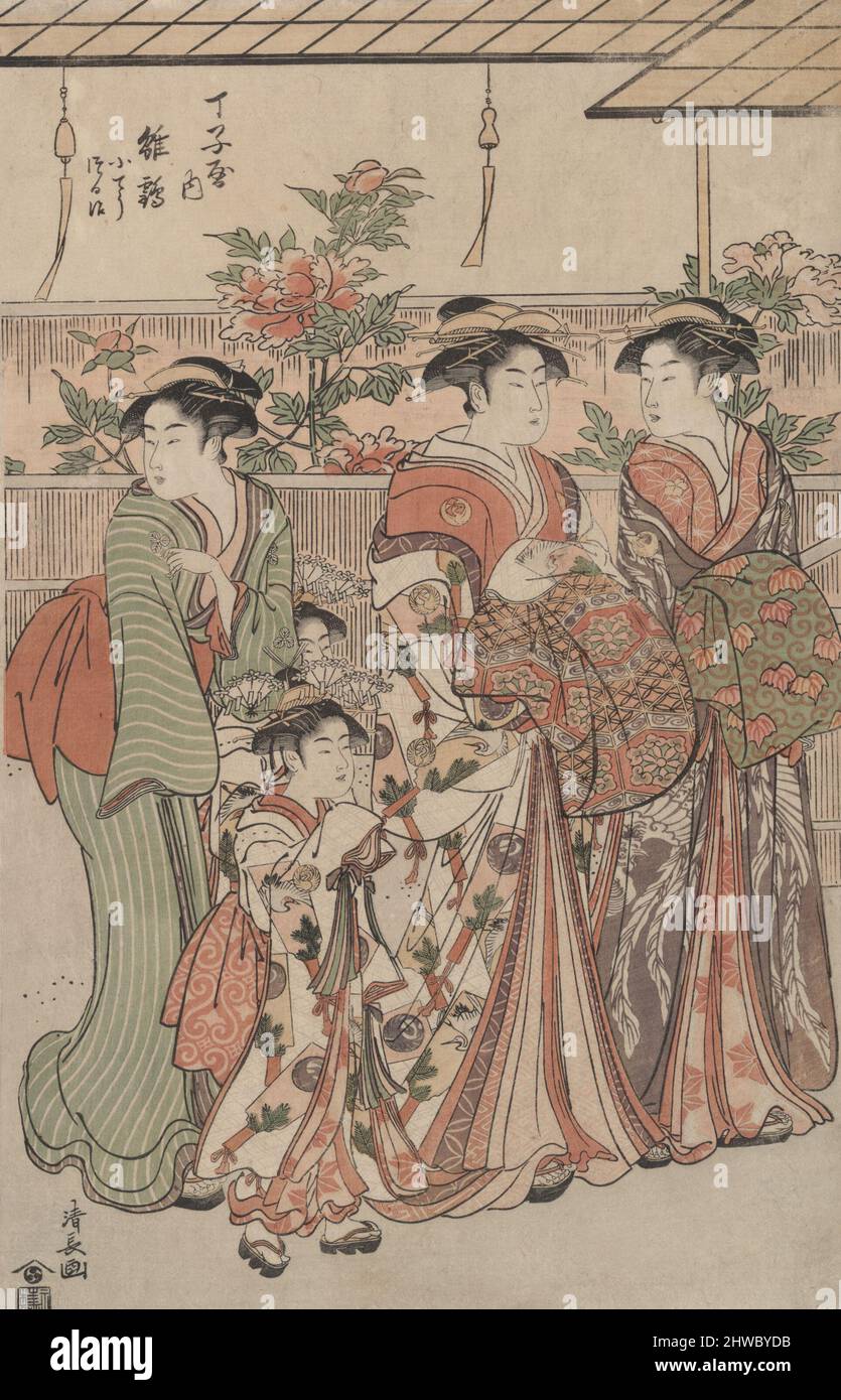 The Botan Show. Artist: Torii Kiyonaga, Japanese, 1752–1815 Stock Photo ...