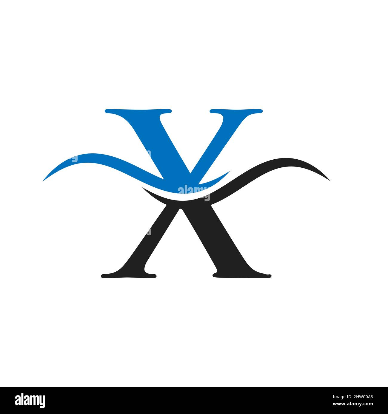 Swoosh Letter X Logo Design for business and company identity. Water