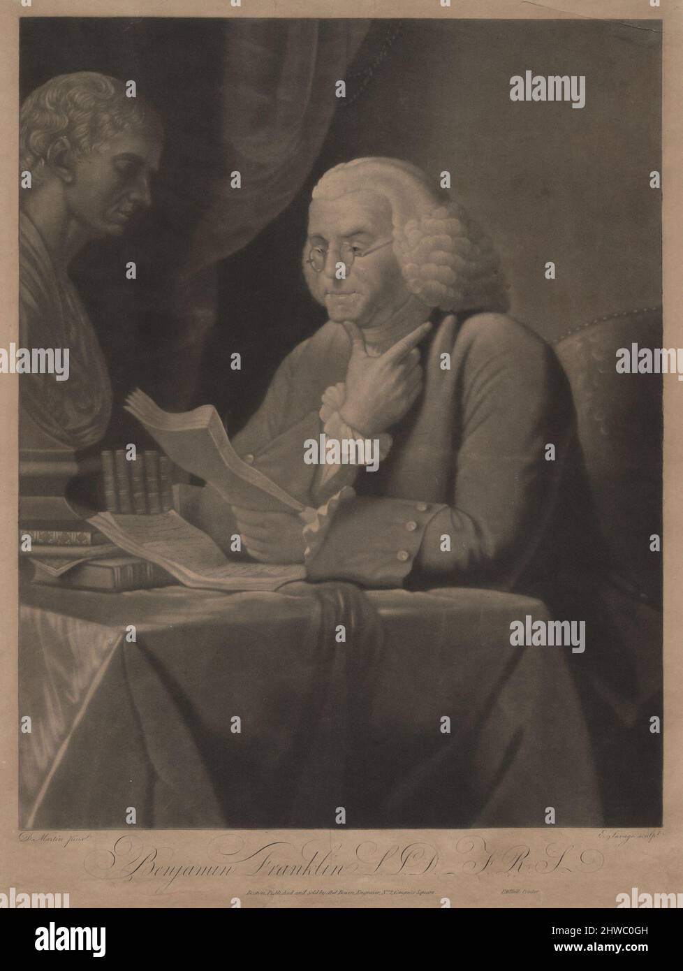 Benjamin Franklin.  Artist: Edward Savage, American, 1761–1817 Stock Photo