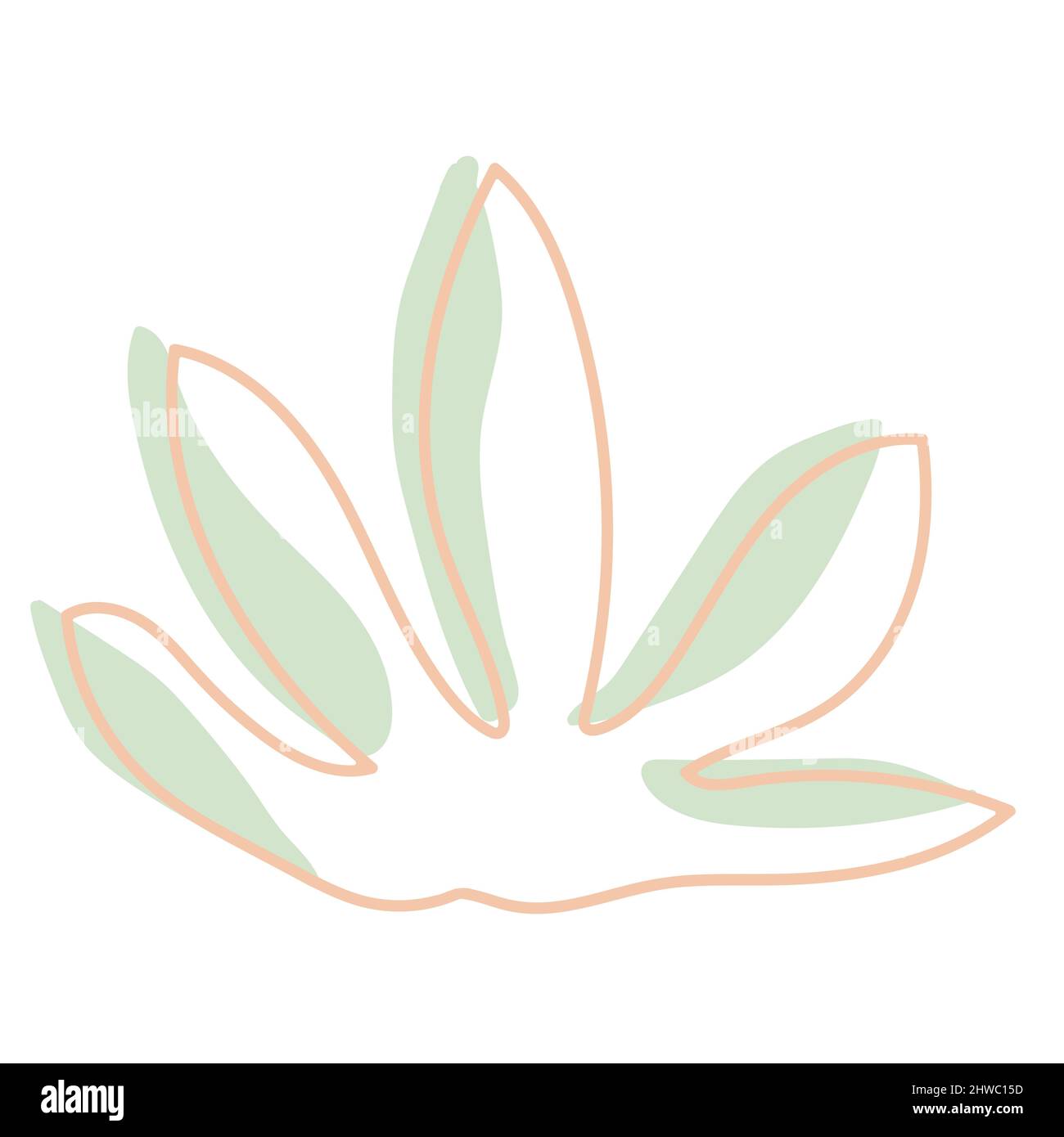 Leaf Line Hand Drawn Cute Illustration Pastel Color Stock Vector Image ...
