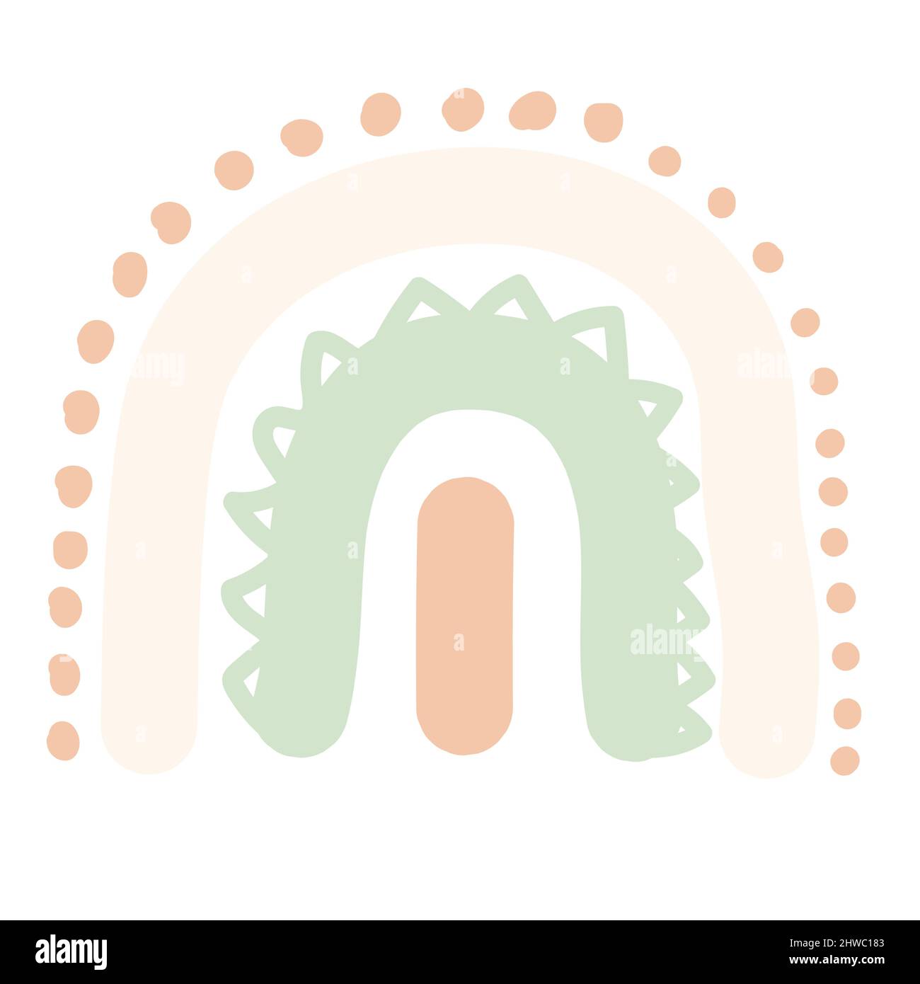 Rainbow Element Hand Drawn Cute Illustration Pastel Color Stock Vector