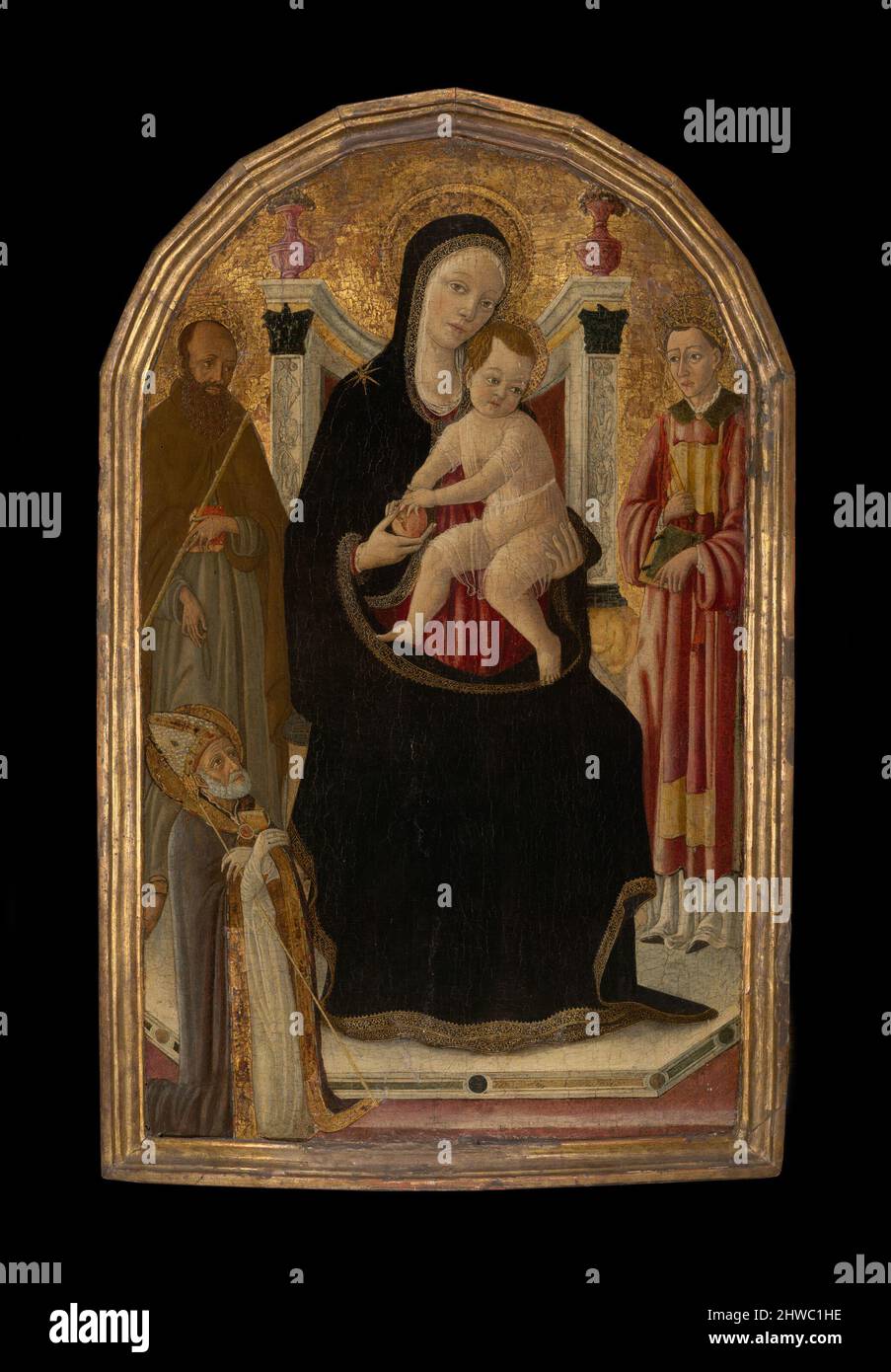 Virgin and Child Enthroned with Three Saints.  Artist: Matteo di Giovanni, Italian, Siena, ca. 1430 –1495/99 Stock Photo