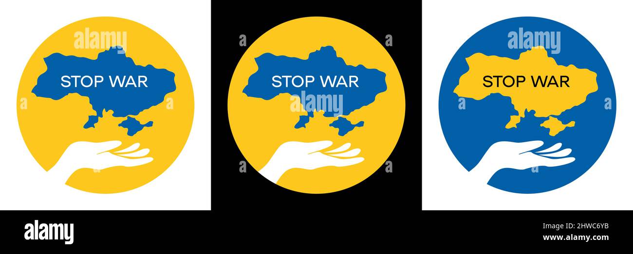 Stop war Ukraine Russia war vector icon. Ukraine country border with ...