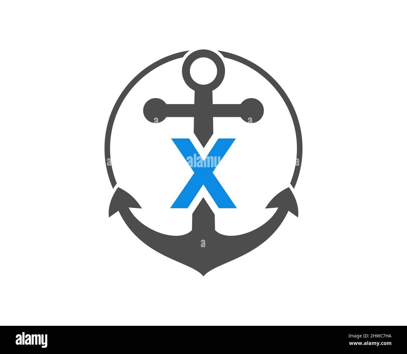 Anchor logo with X letter Concept. Initial X letter with Anchor